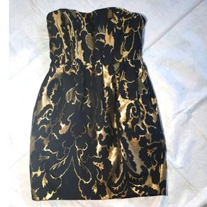 H&M Strapless Black and Gold Cocktail Dress